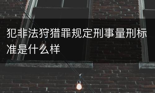 犯非法狩猎罪规定刑事量刑标准是什么样