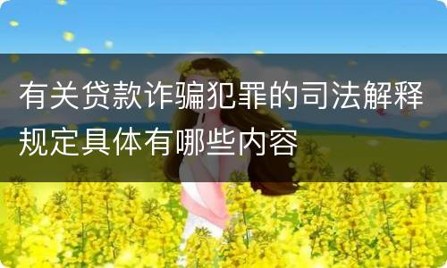 有关贷款诈骗犯罪的司法解释规定具体有哪些内容
