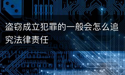 盗窃成立犯罪的一般会怎么追究法律责任
