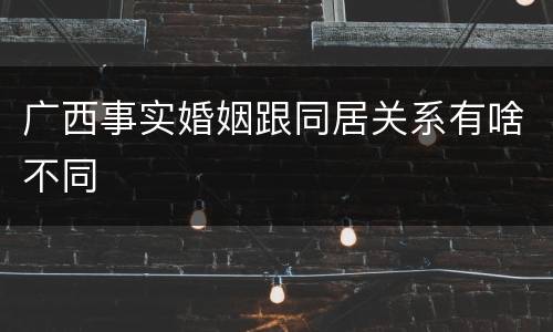 广西事实婚姻跟同居关系有啥不同