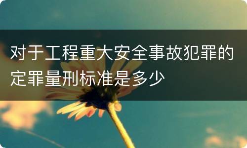 对于工程重大安全事故犯罪的定罪量刑标准是多少