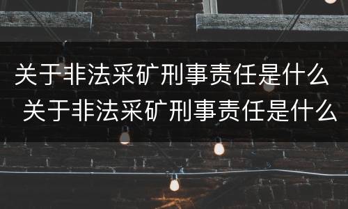 关于非法采矿刑事责任是什么 关于非法采矿刑事责任是什么意思