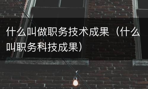 什么叫做职务技术成果（什么叫职务科技成果）