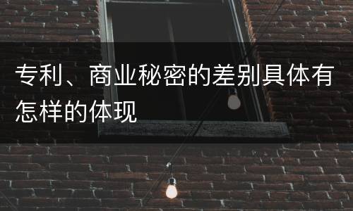 专利、商业秘密的差别具体有怎样的体现