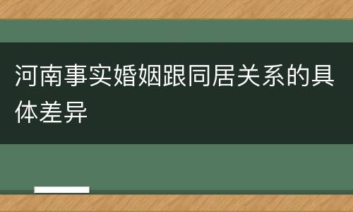 河南事实婚姻跟同居关系的具体差异