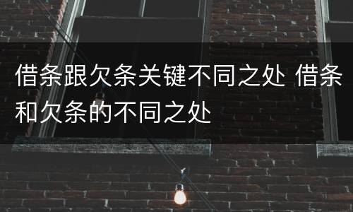 借条跟欠条关键不同之处 借条和欠条的不同之处