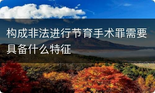 构成非法进行节育手术罪需要具备什么特征