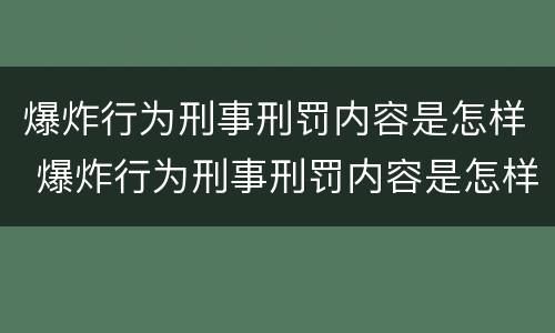 爆炸行为刑事刑罚内容是怎样 爆炸行为刑事刑罚内容是怎样产生的