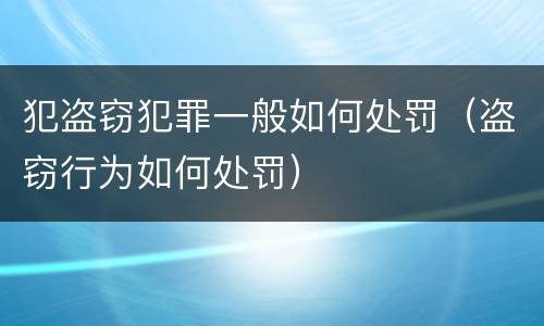犯盗窃犯罪一般如何处罚（盗窃行为如何处罚）