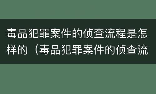 毒品犯罪案件的侦查流程是怎样的（毒品犯罪案件的侦查流程是怎样的呢）