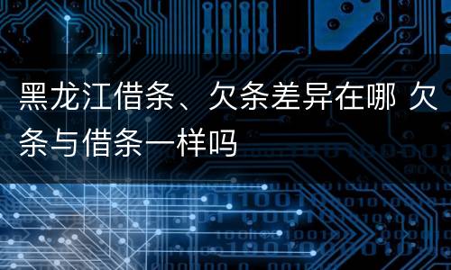 黑龙江借条、欠条差异在哪 欠条与借条一样吗