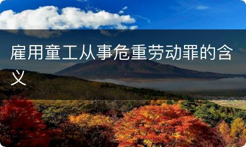 雇用童工从事危重劳动罪的含义