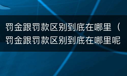 罚金跟罚款区别到底在哪里（罚金跟罚款区别到底在哪里呢）