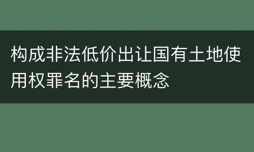 构成非法低价出让国有土地使用权罪名的主要概念