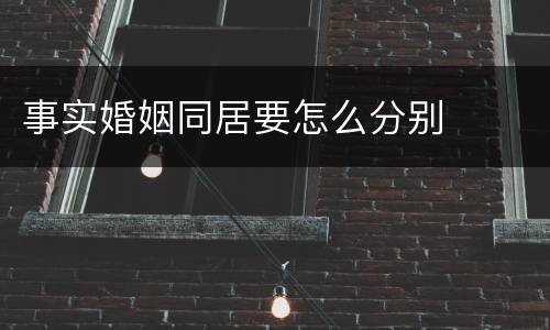 事实婚姻同居要怎么分别