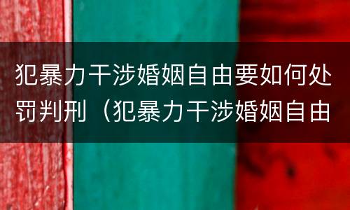 犯暴力干涉婚姻自由要如何处罚判刑（犯暴力干涉婚姻自由要如何处罚判刑多久）