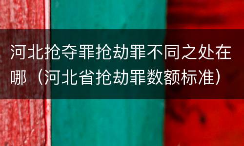 河北抢夺罪抢劫罪不同之处在哪（河北省抢劫罪数额标准）