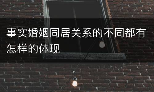 事实婚姻同居关系的不同都有怎样的体现