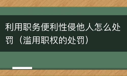 利用职务便利性侵他人怎么处罚（滥用职权的处罚）