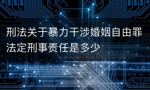 刑法关于暴力干涉婚姻自由罪法定刑事责任是多少