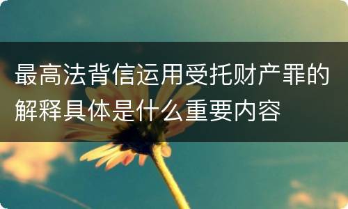 最高法背信运用受托财产罪的解释具体是什么重要内容