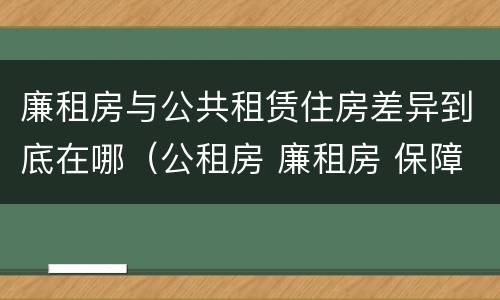 廉租房与公共租赁住房差异到底在哪（公租房 廉租房 保障性住房区别）