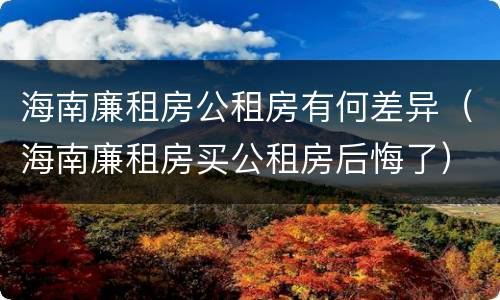 海南廉租房公租房有何差异（海南廉租房买公租房后悔了）