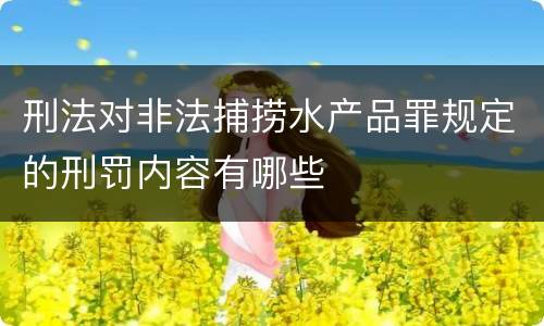 刑法对非法捕捞水产品罪规定的刑罚内容有哪些