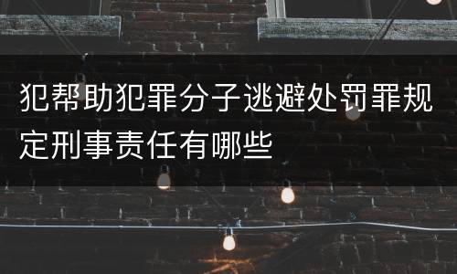 犯帮助犯罪分子逃避处罚罪规定刑事责任有哪些