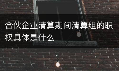 合伙企业清算期间清算组的职权具体是什么