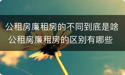 公租房廉租房的不同到底是啥 公租房廉租房的区别有哪些