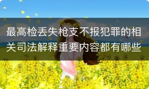 最高检丢失枪支不报犯罪的相关司法解释重要内容都有哪些