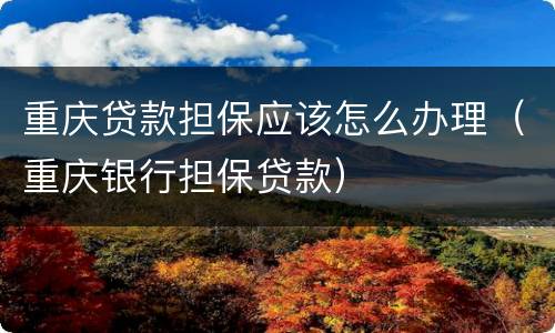 重庆贷款担保应该怎么办理（重庆银行担保贷款）