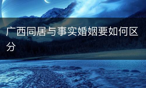 广西同居与事实婚姻要如何区分