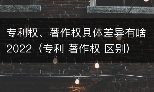 专利权、著作权具体差异有啥2022（专利 著作权 区别）
