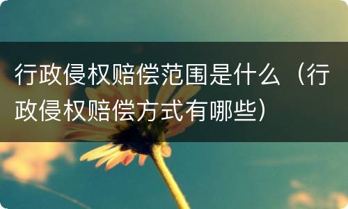 行政侵权赔偿范围是什么（行政侵权赔偿方式有哪些）