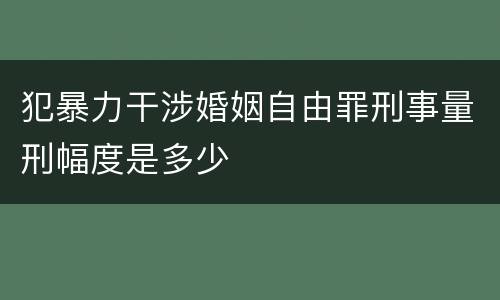 犯暴力干涉婚姻自由罪刑事量刑幅度是多少