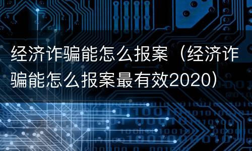 经济诈骗能怎么报案（经济诈骗能怎么报案最有效2020）