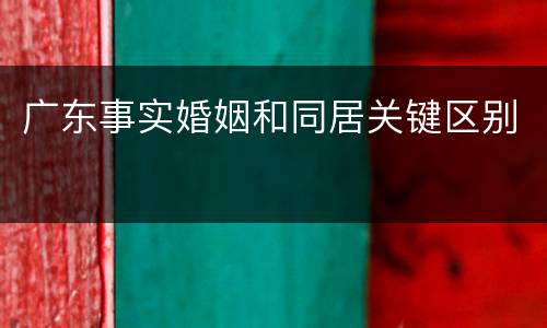广东事实婚姻和同居关键区别