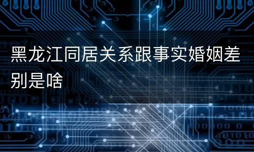 黑龙江同居关系跟事实婚姻差别是啥
