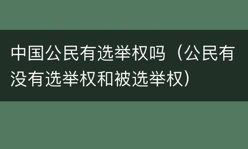 中国公民有选举权吗（公民有没有选举权和被选举权）
