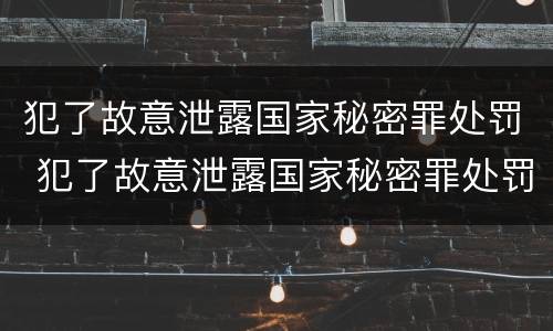 犯了故意泄露国家秘密罪处罚 犯了故意泄露国家秘密罪处罚依据