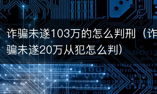 诈骗未遂103万的怎么判刑（诈骗未遂20万从犯怎么判）