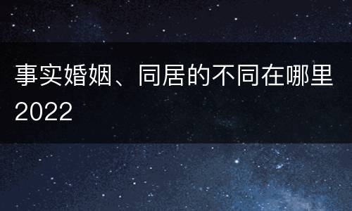事实婚姻、同居的不同在哪里2022