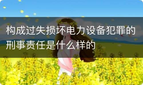 构成过失损坏电力设备犯罪的刑事责任是什么样的
