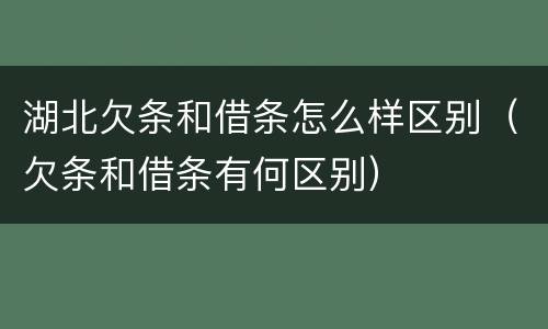 湖北欠条和借条怎么样区别（欠条和借条有何区别）