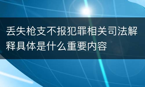 丢失枪支不报犯罪相关司法解释具体是什么重要内容