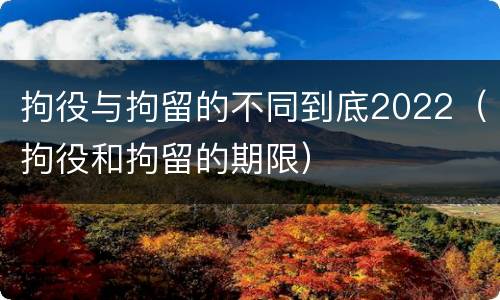 拘役与拘留的不同到底2022（拘役和拘留的期限）