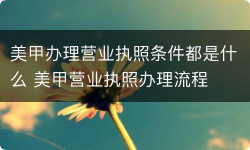 美甲办理营业执照条件都是什么 美甲营业执照办理流程