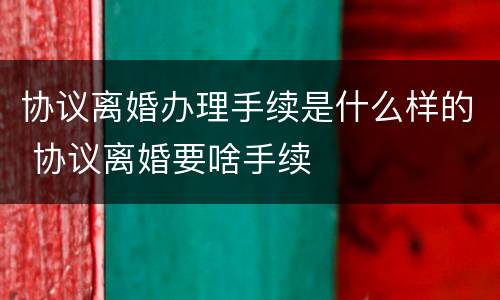 协议离婚办理手续是什么样的 协议离婚要啥手续